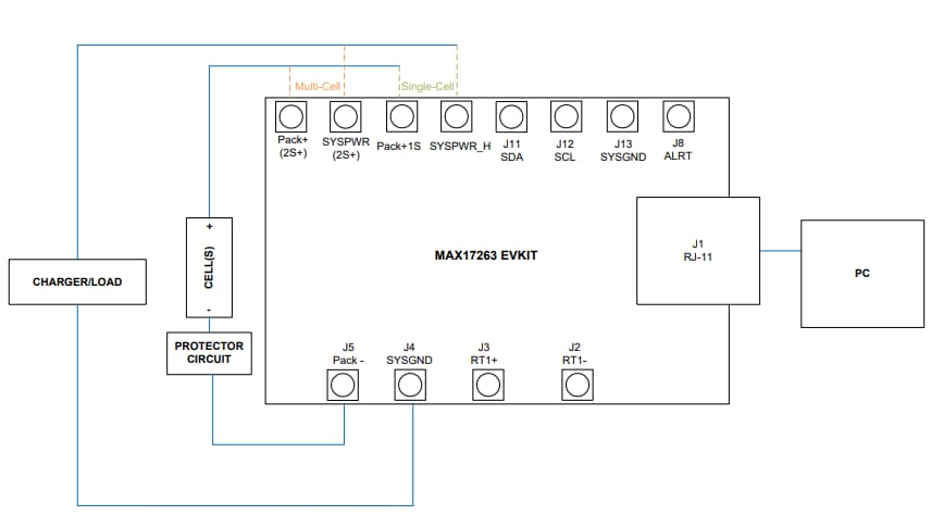 Applikations-Schaltungsdiagramm - Analog Devices / Maxim Integrated MAX17263G Evaluierungskit